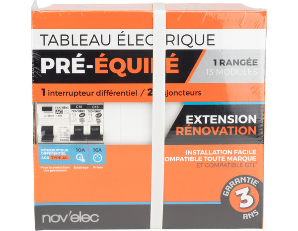 Tableau pré-équipé 1R 13 modules pour extérieur blanc - Novelec - Brico Dépôt