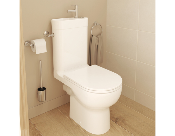 Pack wc a poser avec lave main CALICIA sans bride et vortex sortie horizontale - Dim : h.88,5 x l.37 x p.63,5 cm - Cooke and Lewis - Brico Dépôt