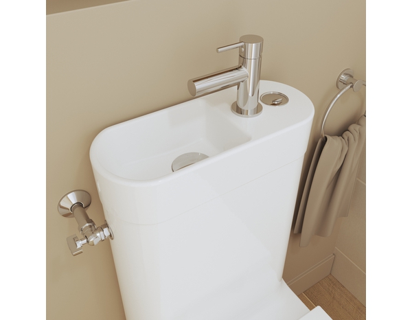 Pack wc a poser avec lave main CALICIA sans bride et vortex sortie horizontale - Dim : h.88,5 x l.37 x p.63,5 cm - Cooke and Lewis - Brico Dépôt