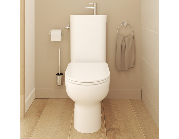 Pack wc a poser avec lave main CALICIA sans bride et vortex sortie horizontale - Dim : h.88,5 x l.37 x p.63,5 cm - Cooke and Lewis - Brico Dépôt