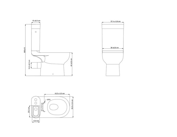 Pack wc a poser avec lave main CALICIA sans bride et vortex sortie horizontale - Dim : h.88,5 x l.37 x p.63,5 cm - Cooke and Lewis - Brico Dépôt