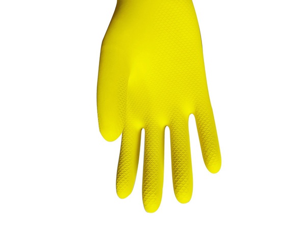 Gants ménagers latex taille 8 jaune longueur 30 cm souples et résistants à l'eau - Brico Dépôt
