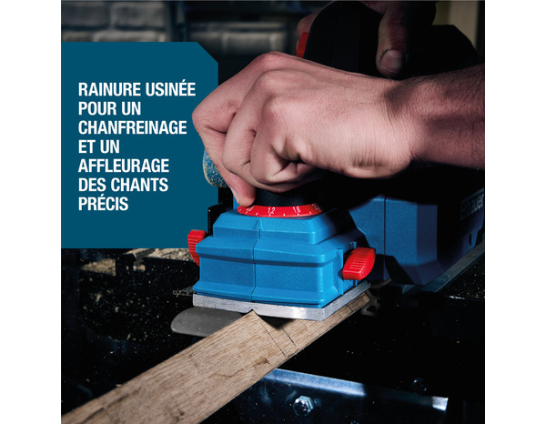 Rabot sans fil 18 V, largeur 8,2 cm, profondeur max 2 mm - Erbauer - Brico Dépôt