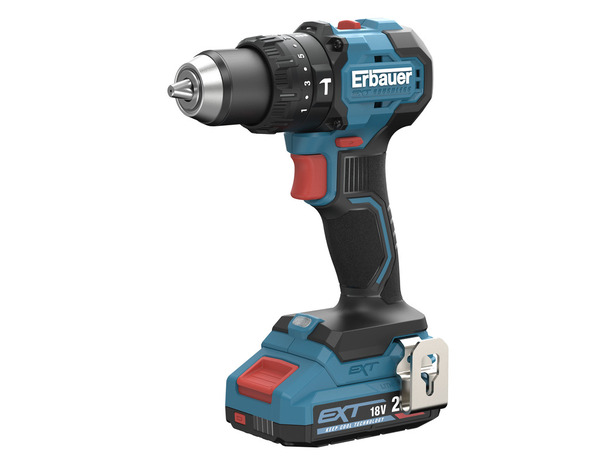 Perceuse-visseuse sans fil à percussion 75 Nm 18 V + 2 batteries 2AH et 1 chargeur - Erbauer - Brico Dépôt