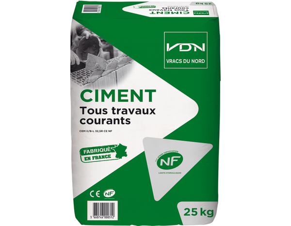 Ciment gris tous travaux courants NF, CEM II, 32,5 - sac de 25 kg - Brico Dépôt