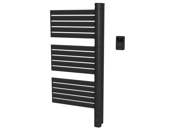 Sèche-serviettes pivotant noir 500 W aluminium thermostat lcd - 121 x 55 x 9 cm - Carrera - Brico Dépôt