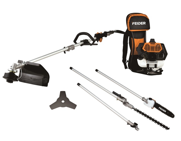 Outil multi à dos 5 en 1, 65 cm3, taille-haie élagueuse débroussailleuse - Feider - Brico Dépôt