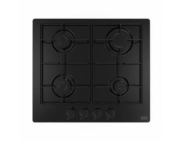 Plaque de cuisson gaz 4 feux émail noire 8500 W - 580 x 510 mm - Brico Dépôt