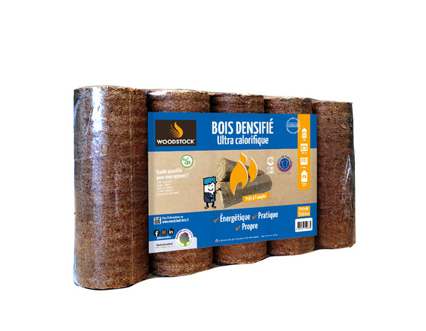 5 bûches de bois compressés 22 cm, taux d'humidité : <10% - Brico Dépôt