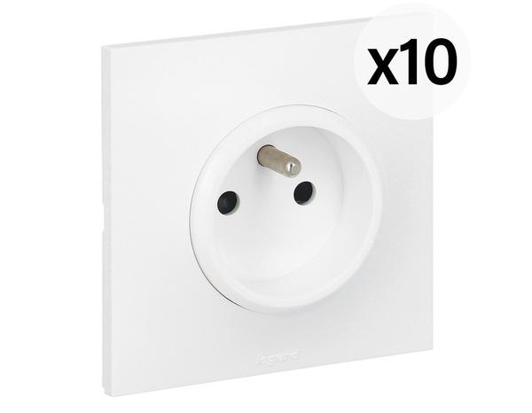 Lot 10 prises 2P+T NEPTUNE 16A 250V blanc - Legrand - Brico Dépôt