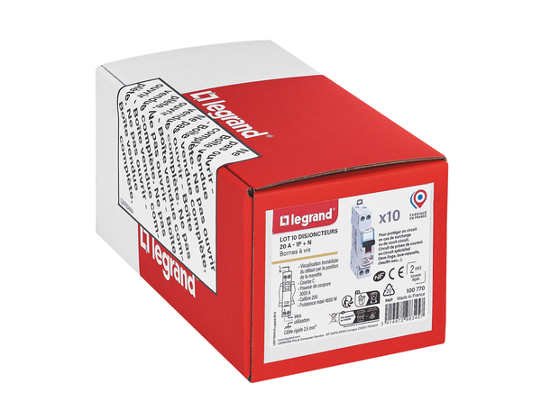 Lot 10 disjoncteurs, borne à vis 20A - Legrand - Brico Dépôt