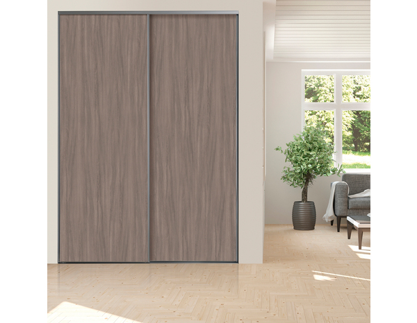 Lot de 2 portes de placard coulissantes décor chêne grisé H. 250 x L. 180 cm - Brico Dépôt