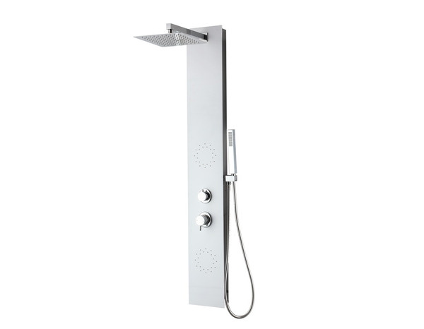 Colonne de douche en aluminium blanc tête carrée 140cm - Brico Dépôt