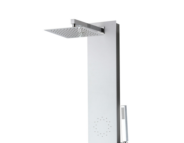 Colonne de douche en aluminium blanc tête carrée 140cm - Brico Dépôt