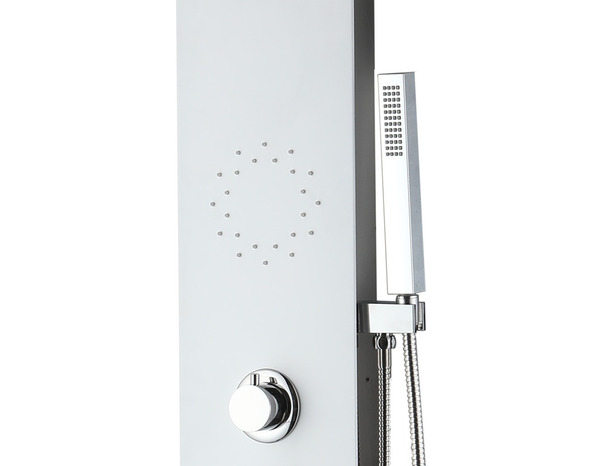 Colonne de douche en aluminium blanc tête carrée 140cm - Brico Dépôt