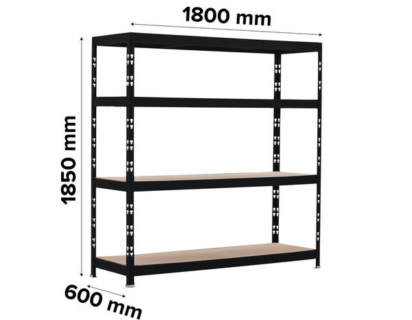 Etagère bois/métal noire 400 kg - 185 x 180 x 60 cm - Brico Dépôt