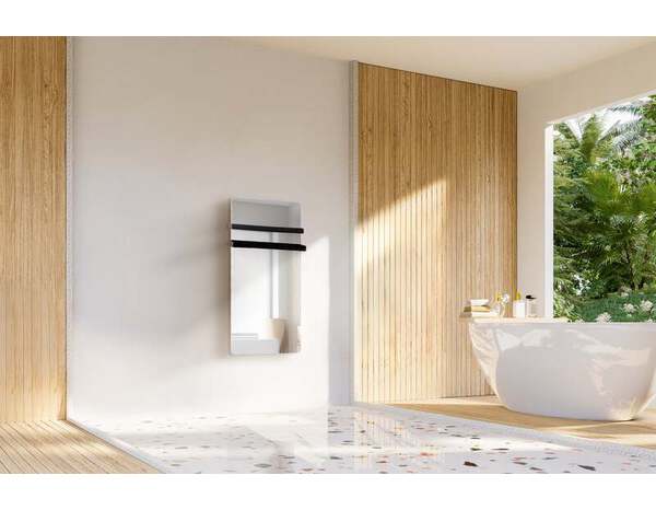 Sèche serviette miroir 1400W avec thermostat LCD - Carrera - Brico Dépôt