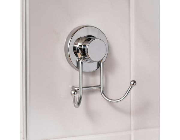 Patère chromé ventouse - 2 têtes - P. 5,5 cm x H. 7 cm x l. 11,4 cm - Brico Dépôt