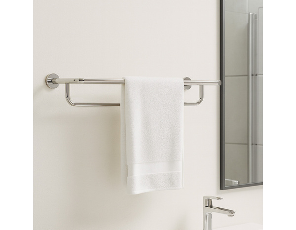 Etagère porte serviette chromé - P. 22 cm x H. 12 cm x l. 59 cm - Brico Dépôt