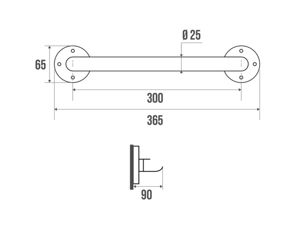 Barre de maintien chromé - P. 9 cm x H. 6,5 x EP. 2,5 cm x l. 30 cm - Brico Dépôt