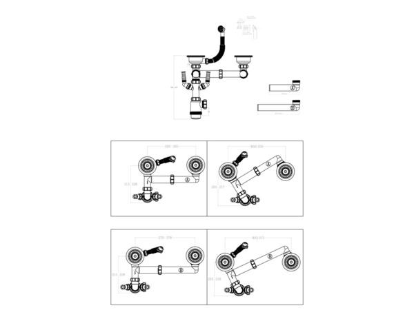 Kit de vidage évier inoxydable 1,5 ou 2 bacs blanc 39x20x22 cm - Brico Dépôt