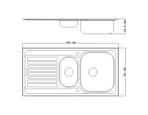 Evier inoxydable 1,5 bac encastré gris 100x50x15,5 cm - Brico Dépôt