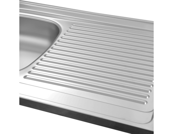 Evier inoxydable 2 bacs gris, égouttoir réversible MAYR - 120x60x16 cm - Brico Dépôt