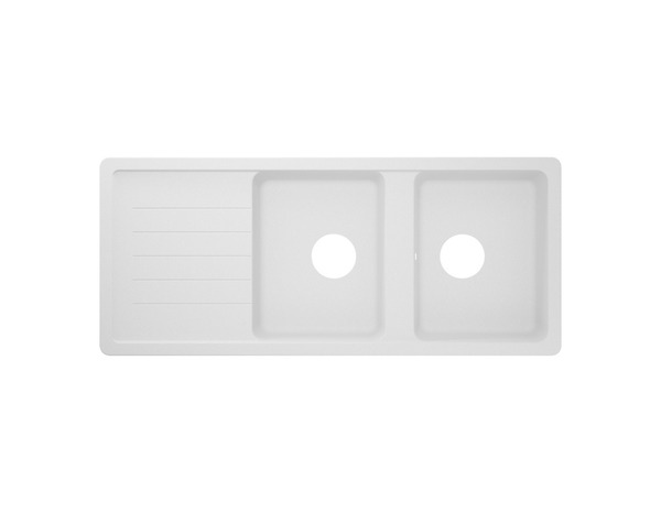 Evier quartz, rectangulaire 2 bacs blanc encastré ALLAIRE - 116x50x28,2 cm - Cooke and Lewis - Brico Dépôt