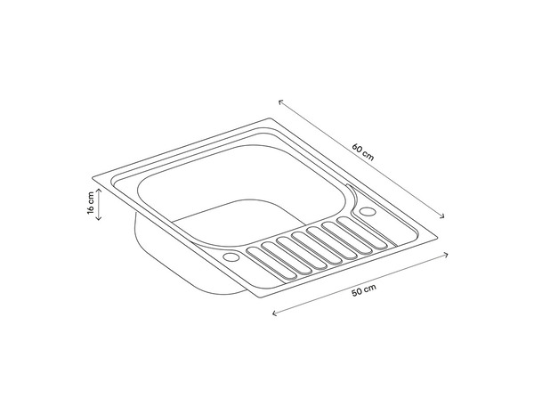 Evier inoxydable encastré, gris, égouttoir réversible  60x50x16 cm - Brico Dépôt