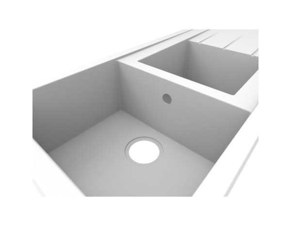 Evier résine, rectangulaire 2 bacs blanc encastré ISING - 110x50x21 cm - Cooke and Lewis - Brico Dépôt