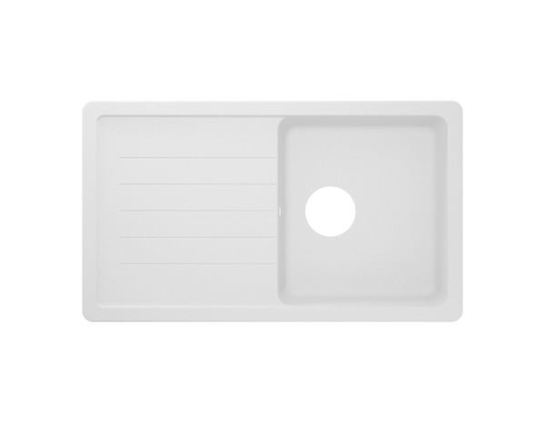 Evier quartz, rectangulaire 1 bac blanc, égouttoir réversible ALLAIRE - 86x50x28,2 cm - Cooke and Lewis - Brico Dépôt