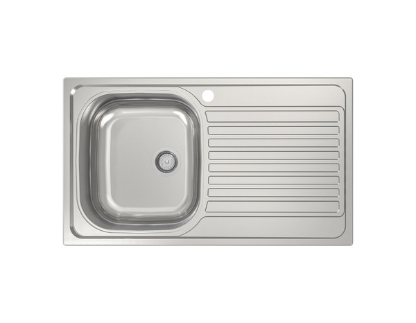 Evier inoxydable encastré, gris, égouttoir réversible NAKAYA - 86x50x16 cm - Brico Dépôt