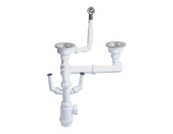 Kit de vidage évier inoxydable 1,5 ou 2 bacs blanc 39x20x22 cm - Brico Dépôt