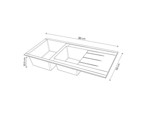 Evier résine, rectangulaire 2 bacs blanc encastré ISING - 110x50x21 cm - Cooke and Lewis - Brico Dépôt