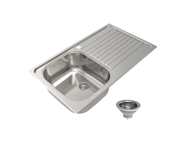 Evier inoxydable encastré, gris, égouttoir réversible NAKAYA - 86x50x16 cm - Brico Dépôt