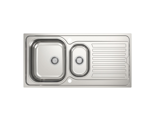 Evier inoxydable 1,5 bac encastré gris 100x50x15,5 cm - Brico Dépôt