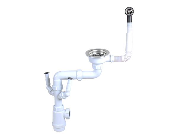 Kit de vidage évier inoxydable 1 bac blanc évacuation manuelle - Brico Dépôt