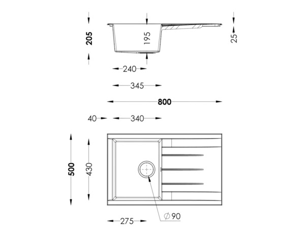 Evier résine, rectangulaire 1 bac blanc ISING - 80x50x21 cm - Cooke and Lewis - Brico Dépôt