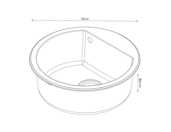 Evier quartz rond 1 bac noir enastré DREXLER ZYNXG80F - 51x51x19,4 cm - Cooke and Lewis - Brico Dépôt