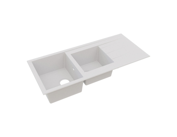 Evier résine, rectangulaire 2 bacs blanc encastré ISING - 110x50x21 cm - Cooke and Lewis - Brico Dépôt