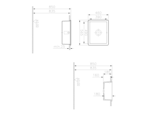 Evier céramique 1 bac encastré,  blanc BELGARDE - 56,5x46x20 cm - Cooke and Lewis - Brico Dépôt