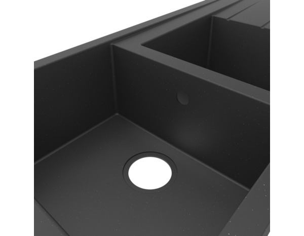 Evier résine, rectangulaire 2 bacs noir, égouttoir réversible ISING - 110x50x21 cm - Cooke and Lewis - Brico Dépôt