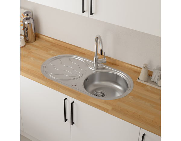 Evier inoxydable, rond  1 bac gris ALMODE ROUND - 85x45x15 cm - Cooke and Lewis - Brico Dépôt