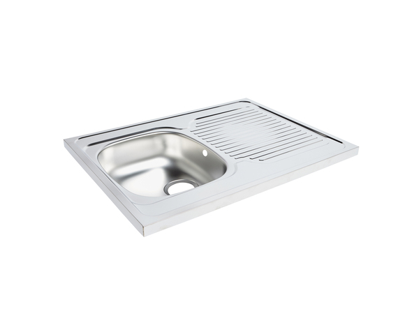 Evier inoxydable 1 bac, gris, égouttoir réversible MAYR - 80x60x16 cm - Brico Dépôt