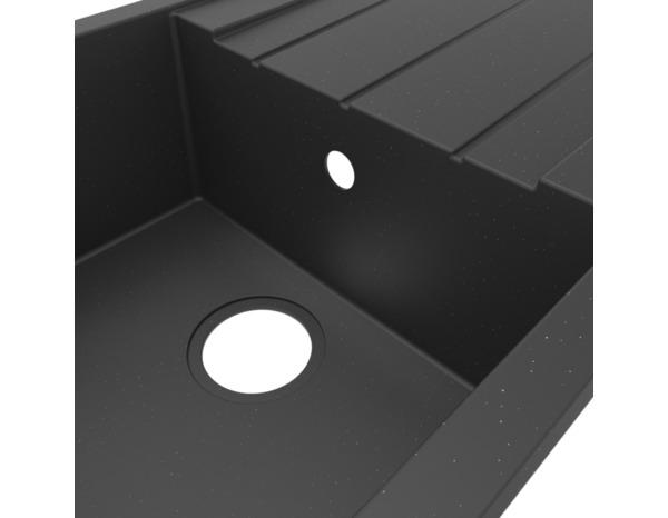 Evier résine, rectangulaire 1 bac noir, égouttoir réversible 80x50x21 cm - Cooke and Lewis - Brico Dépôt