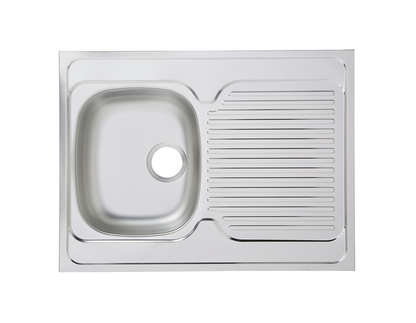Evier inoxydable 1 bac, gris, égouttoir réversible MAYR - 80x60x16 cm - Brico Dépôt