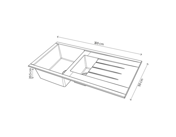 Evier résine, rectangulaire 1,5 bacs noir encastré ISING BOWL - 110x50x21 cm - Cooke and Lewis - Brico Dépôt