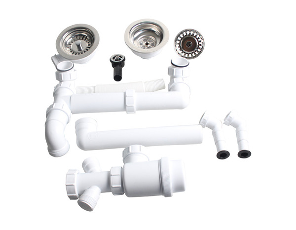 Kit de vidage évier inoxydable 1,5 ou 2 bacs blanc 39x20x22 cm - Brico Dépôt