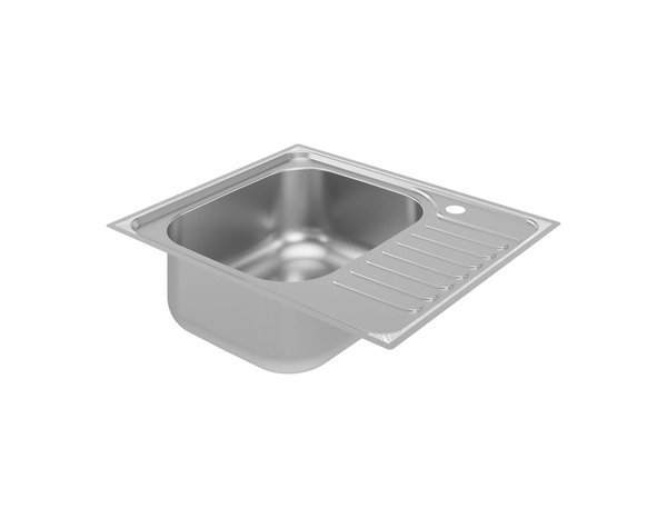 Evier inoxydable encastré, gris, égouttoir réversible  60x50x16 cm - Brico Dépôt