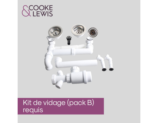 Kit de vidage évier inoxydable 1,5 ou 2 bacs blanc 39x20x22 cm - Brico Dépôt